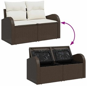Conjunto de Sofá de Jardim vidaXL com 6 Peças e Almofadas Castanho Pol
