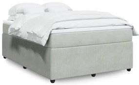 vidaXL Cama com molas/colchão 160x200 cm veludo cinzento-claro