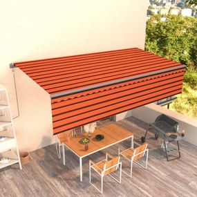 vidaXL Toldo retrátil automático com estore 6x3 m laranja e castanho