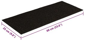 Tapetes escada adesivos retang. 15 pcs 60x25 cm castanho-escuro