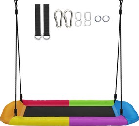 AIYAPLAY Balanço-ninho Ajustável Balanço suspenso até 300kg com cordas ajustáveis para 3-8 anos 148x77x180 cm Multicolorido | Aosom Portugal