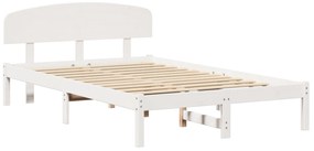 Estrado de Cama com Cabeceira Branco 140x190 cm Madeira Pinho