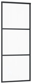 Porta deslizante com 3 painéis em vidro ESG e alumínio 76x205 cm preto