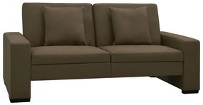 Sofá-cama couro artificial castanho