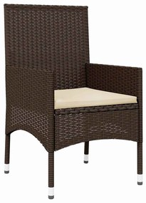 4 pcs conjunto lounge jardim c/ almofadões vime PE castanho