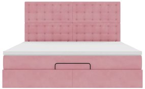 Estrutura de cama otomana com colchões 180x200 cm veludo rosa