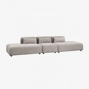 Sofá Modular De 3 Peças Com Duplo Divã Fogler Bombazina Cinzento Toupeira Claro - Sklum