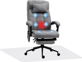 Vinsetto Conjunto de Escritório Inclui 1 Cadeira de Massagem Reclinável 66x76x112-120 cm e 1 Tapete Protetor 90x120 cm Cinza e Transparente | Aosom Portugal