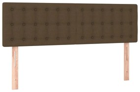 Cabeceira de cama c/ luzes LED tecido 144x5x78/88 cm castanho