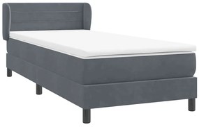 Cama com molas/colchão cinza-escuro 80x210 cm veludo