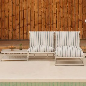 Conjunto De Jardim Amaro Com Sofá Modular De 2 Peças, Mesa Lateral E Pufe Conversível Tapioca Bege - Azul- Marinho - Sklum