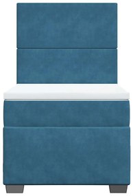 Cama boxspring com colchão 80x200 cm veludo azul