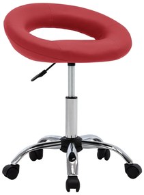 vidaXL Cadeira de trabalho com rodas couro artificial vermelho tinto