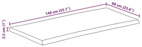 Tampo de mesa c/ borda viva 140x60x2,5 cm mangueira maciça