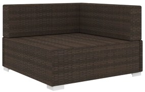 Cadeira de canto seccional c/ almofadões 1 pc vime PE castanho