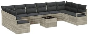Conjunto de Sofá de Jardim 11 Peças com Almofadas em Rattan Sintético