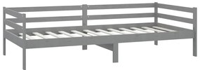Sofá-cama com colchão 90x200 cm pinho maciço cinzento