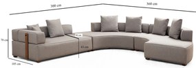 Sofá de Canto Gondol – Cinzento – 360 x 300 cm