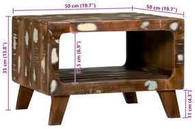 Mesa de Café 50x50x35 cm Madeira Sólida Recuperada