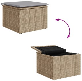 Conjunto de Sofás de Jardim com 6 peças e Almofadas Bege de Vime Sinté