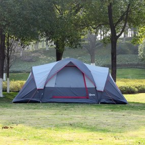 Tenda de Campismo para 5-6 Pessoas - 455x230x180cm - Cinzento