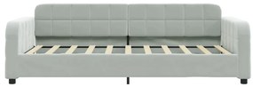 Sofá-cama com colchão 90x190 cm veludo cinzento-claro