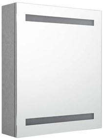 Armário espelhado casa de banho LED 50x14x60cm cinzento cimento