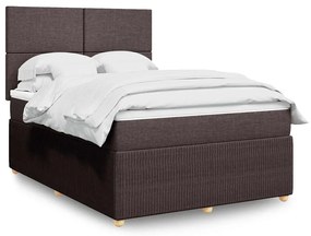 vidaXL Cama com molas/colchão 140x190 cm tecido castanho-escuro