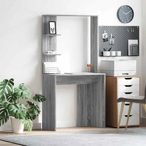 vidaXL Secretária Cinzenta para Computador Cinzento Sonoma