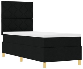 Cama Box Spring com Colchão Preta 80x200 cm Tecido