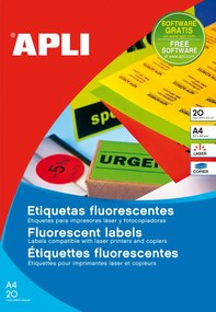 Etiquetas Autocolantes A4 210x297mm Vermelho Fluorescente 20 Folhas