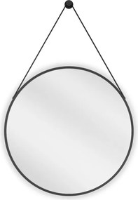 Mexen String espelho de casa de banho redondo 60 cm, moldura preta - 9854-060-060-000-70