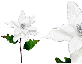 Flor Poinsettia Tecido Branca 72CM