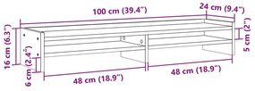 Suporte monitor 100x24x16 cm derivados madeira carvalho sonoma