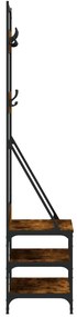 Bengaleiro c/ arrumação de calçado 70x40x184 cm carvalho fumado