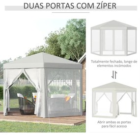 Tenda de Jardim Hexagonal - 3x3m - Cor Creme