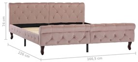 Estrutura de cama 160x200 cm veludo cor-de-rosa