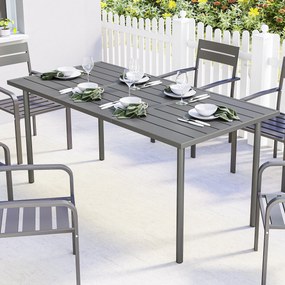 Mesa de jardim para 6 pessoas, 165 x 80 cm (CADEIRAS NÃO INCLUIDAS), mesa de jantar retangular para exterior com tampo de ripas de metal