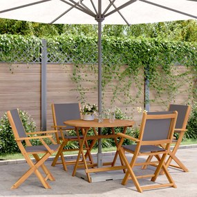 5 pcs conj. jantar p/ jardim tecido/madeira maciça antracite