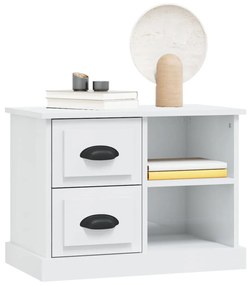 Mesa de cabeceira 60x35,5x45 cm branco brilhante