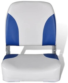 Assento de barco c/ encosto dobrável e almofada azul/branco