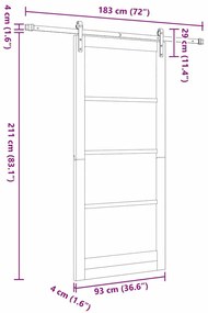 Porta de Correr vidaXL com Conjunto de Ferragens 93x211 cm Madeira Mac