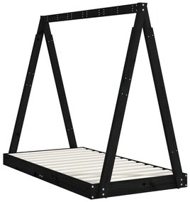 Estrutura de cama infantil 70x140 cm pinho maciço preto