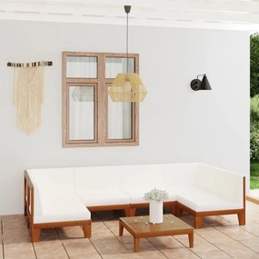 vidaXL 7 pcs conjunto lounge de jardim c/ almofadões acácia maciça