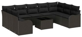 Conjunto de Sofá de Jardim vidaXL de 10 Peças com Almofadas Rattan Beg