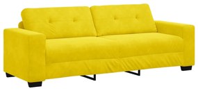 Conjunto de Sofá 2 Peças com Almofadas Veludo Amarelo