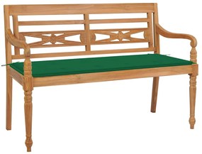 Banco Batávia c/ almofadão verde 120 cm teca maciça