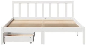 Cama sem colchão 140x200 cm madeira de pinho maciça branco