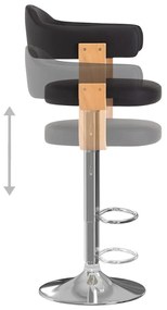Bancos de bar 2 pcs madeira curvada e couro artificial preto