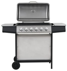 Grelhador/BBQ a gás 6 zonas de cozinhar aço inoxidável prateado